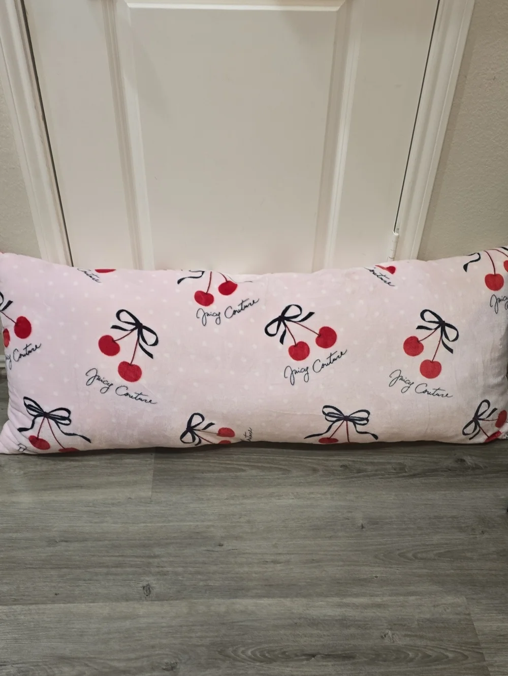 Juicy Couture Home Decorative Cherry Bows Print Plush Body Pillow